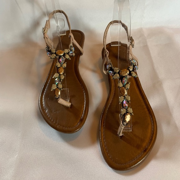 Beautiful Nicole Jewel Encrusted Sandals in Neutral Tones! - Picture 1 of 9